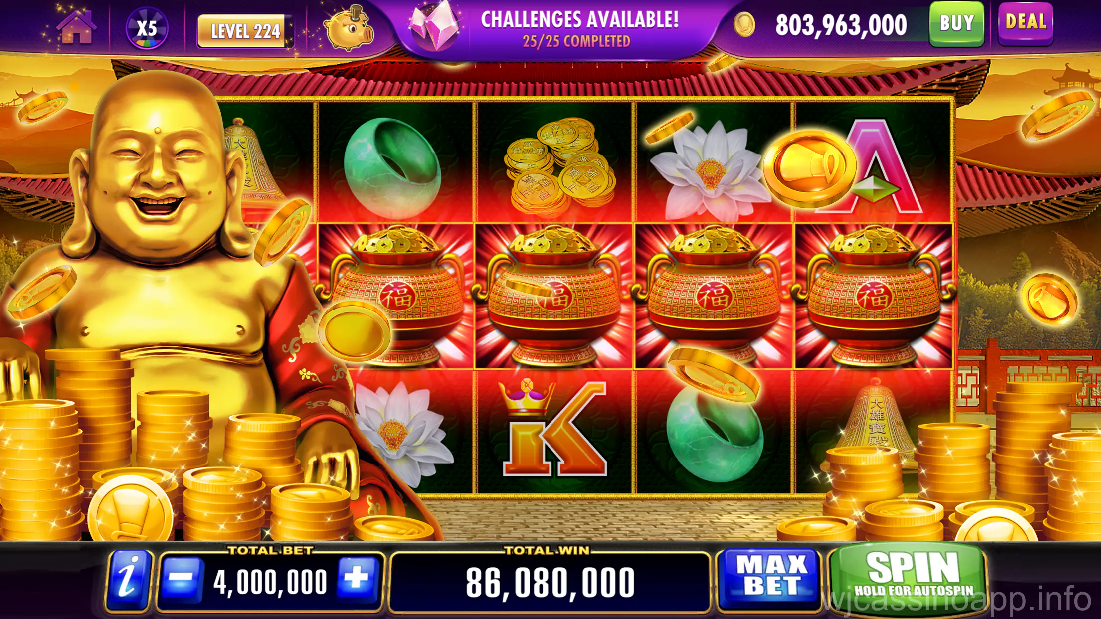 Tela inicial do aplicativo wj cassino